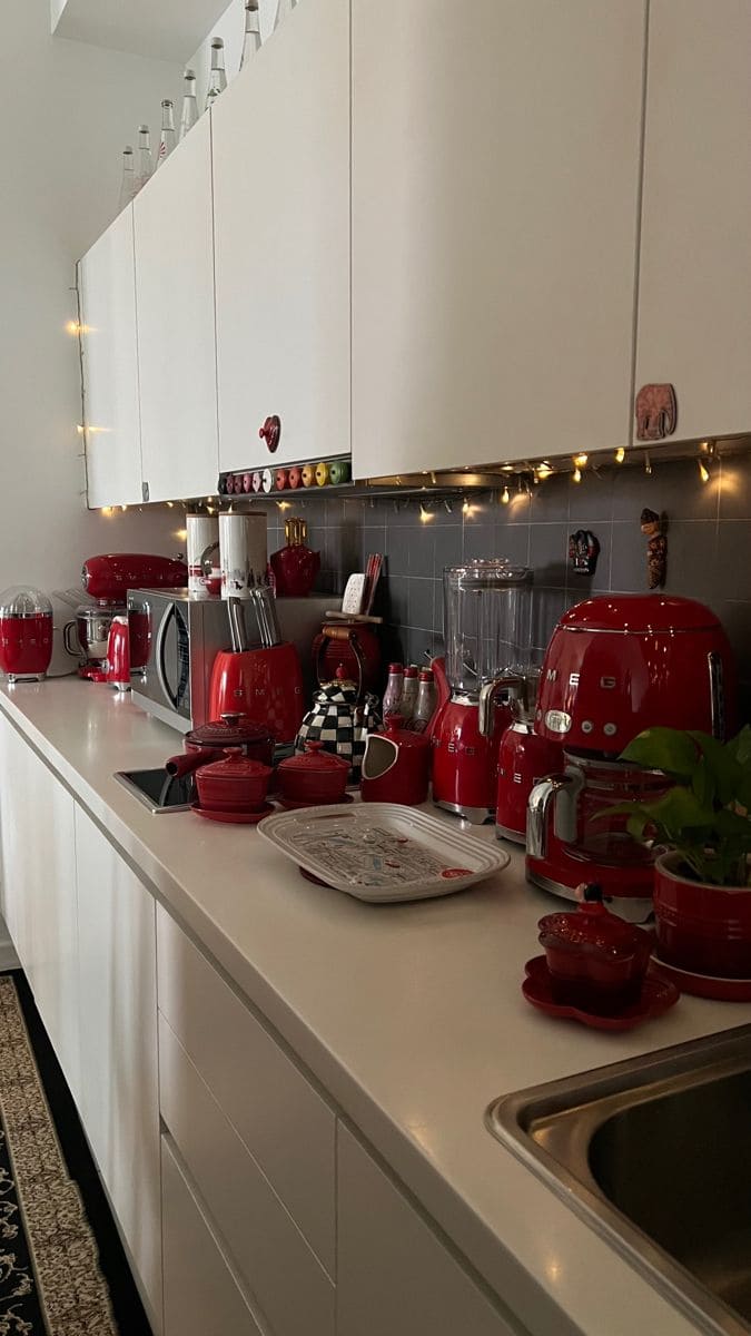Vibrant Red Appliance Kitchen