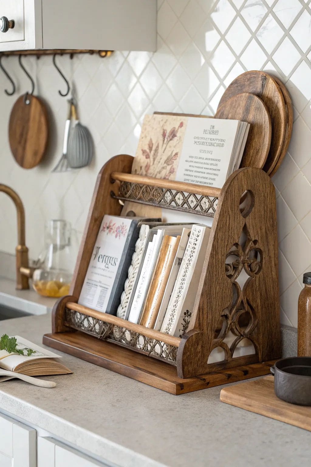 Vintage Wooden Countertop Rack