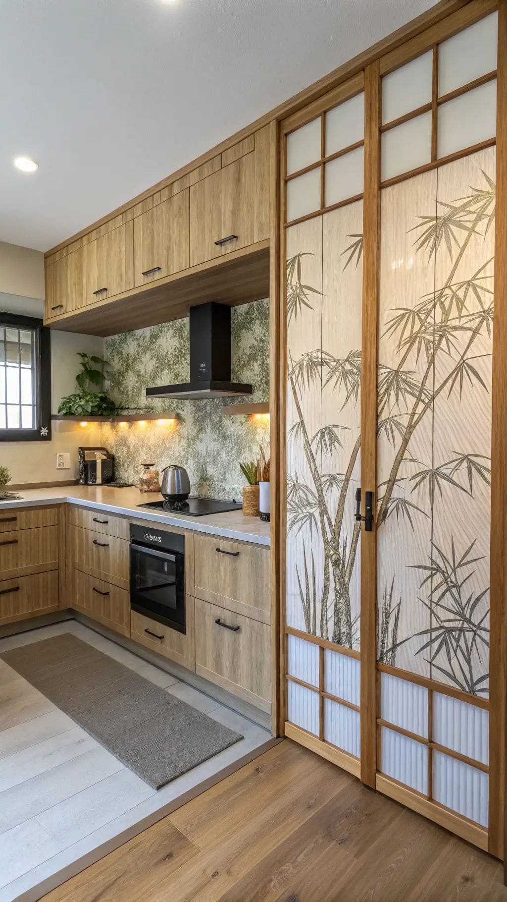 Zen-Inspired Kitchen with Shoji Doors