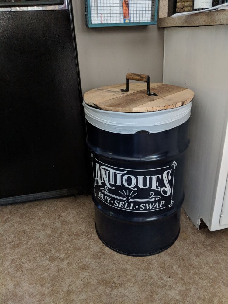 Antique-Themed Oil Drum Storage Bin