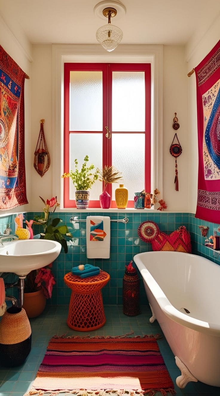 Bohemian Mexican Color Burst Bathroom