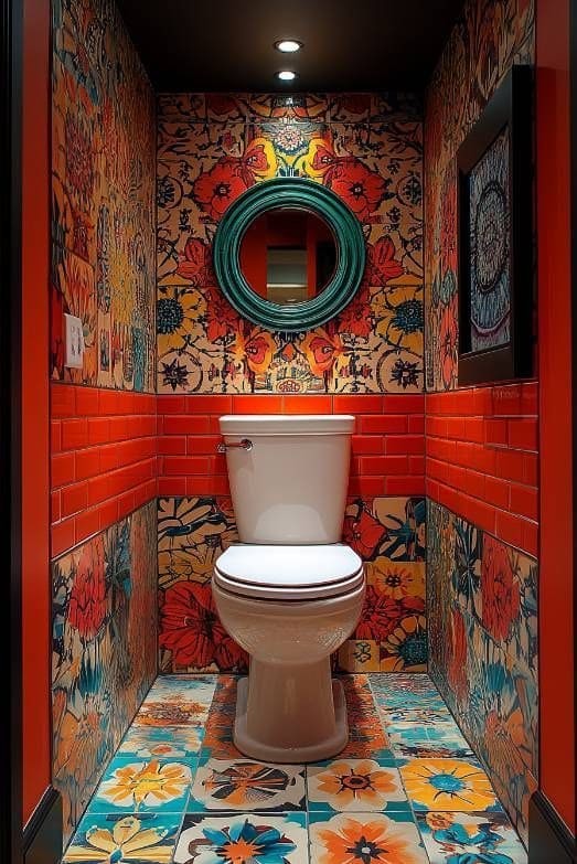 Bold Fiesta Tile Powder Room