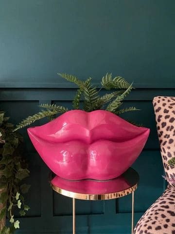 Bold Lip-Shaped Vase with Ferns