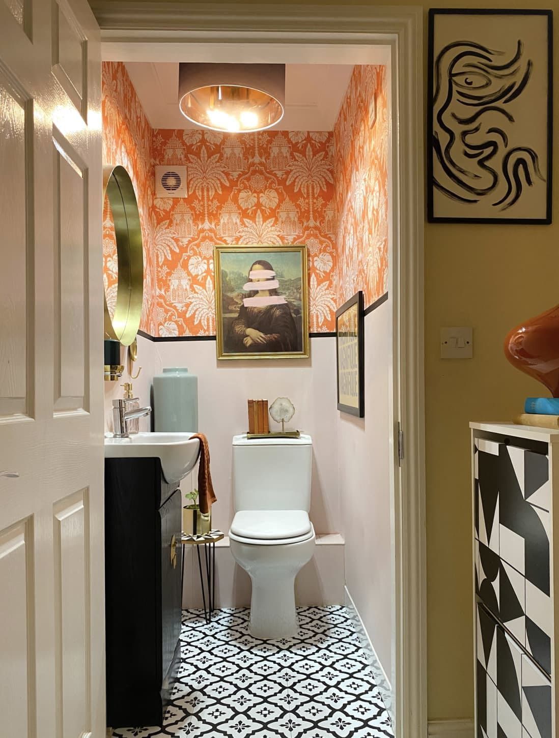 Bold Retro Art Powder Room