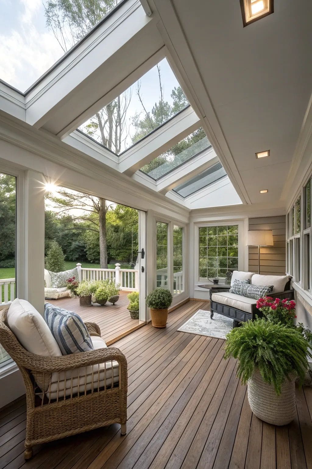 Bright Transitional Skylight Sunroom