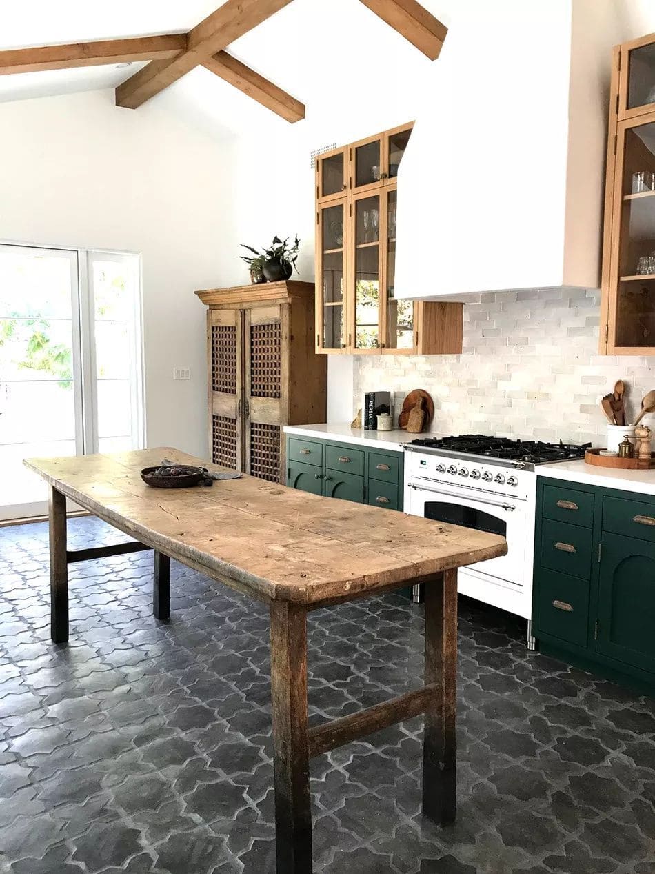 Charcoal Moroccan-Inspired Kitchen Floor