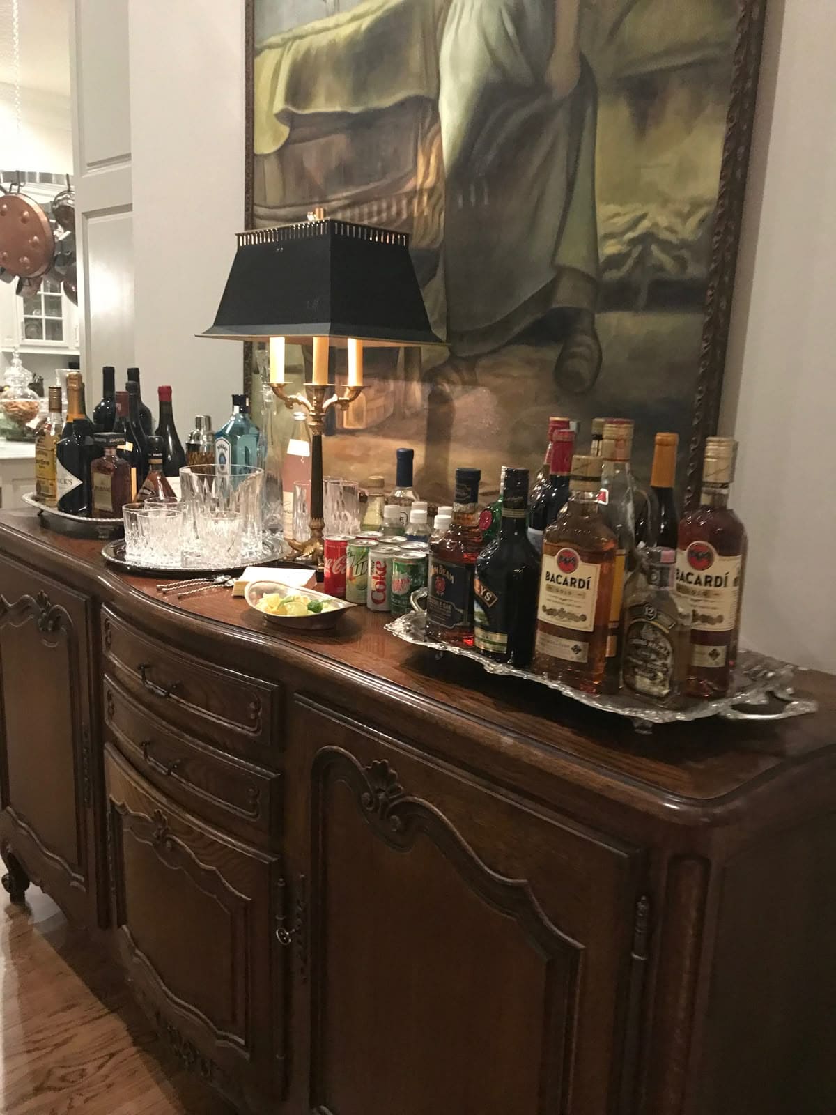 Classic Home Bar Dresser Setup