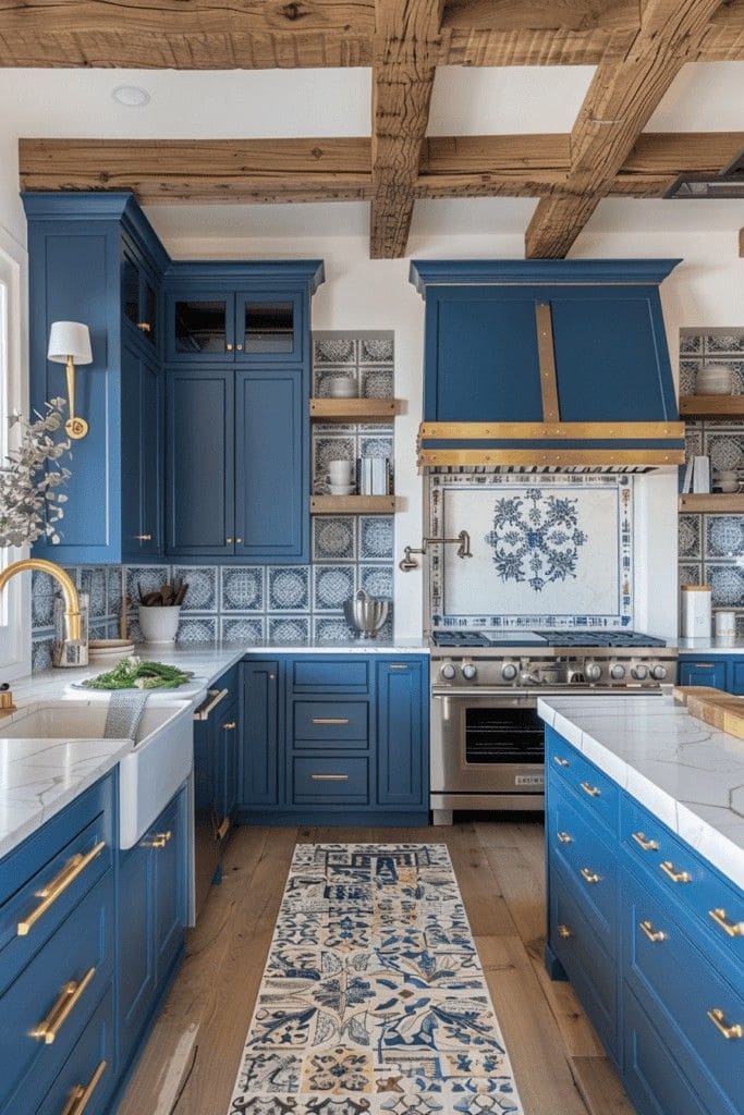 Coastal Blue Tile-Inspired Kitchen Floor