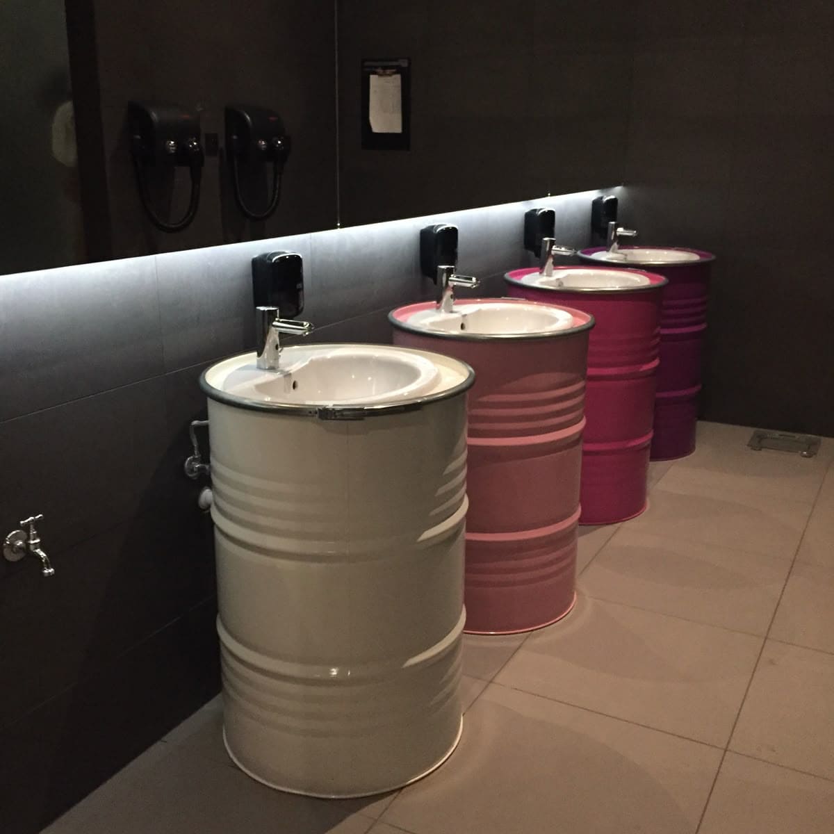 Colorful Oil Drum Wash Basin Trio