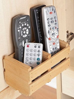 Compact Wooden Crate Remote Holder