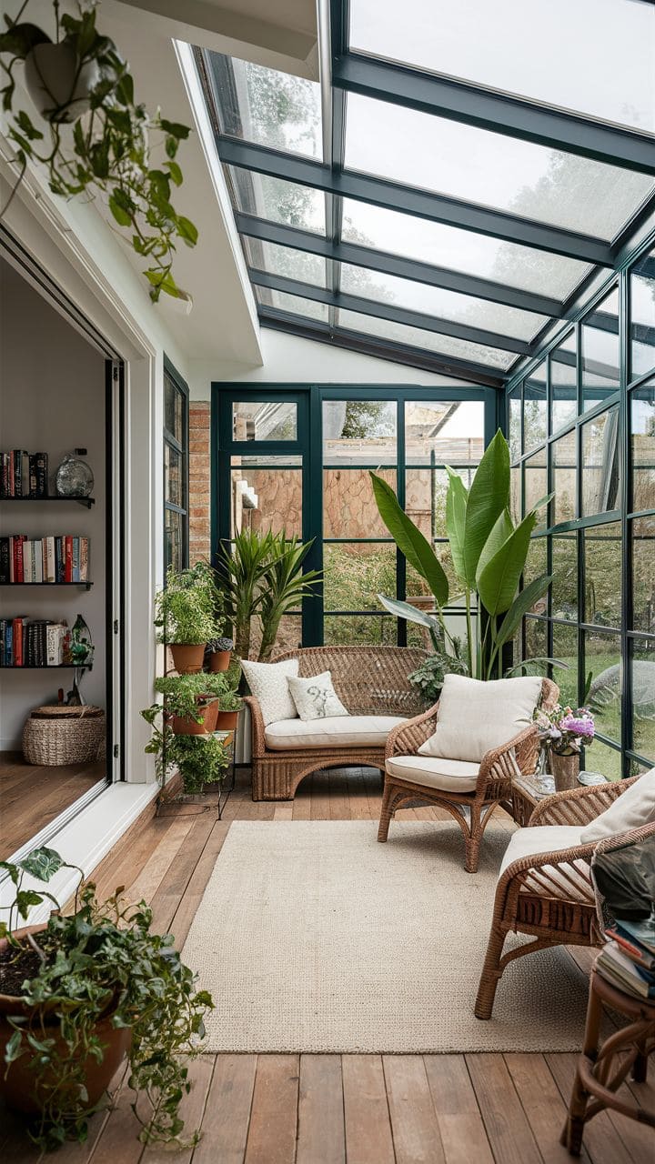 Contemporary Glasshouse Reading Sunroom