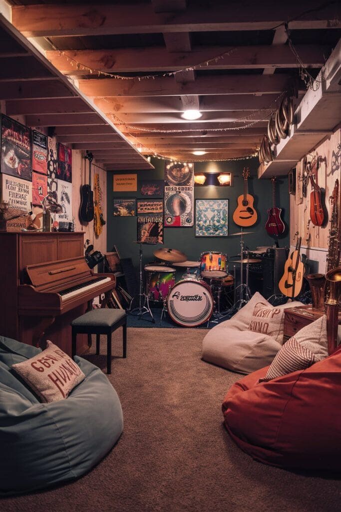 Cozy Basement Jam Room