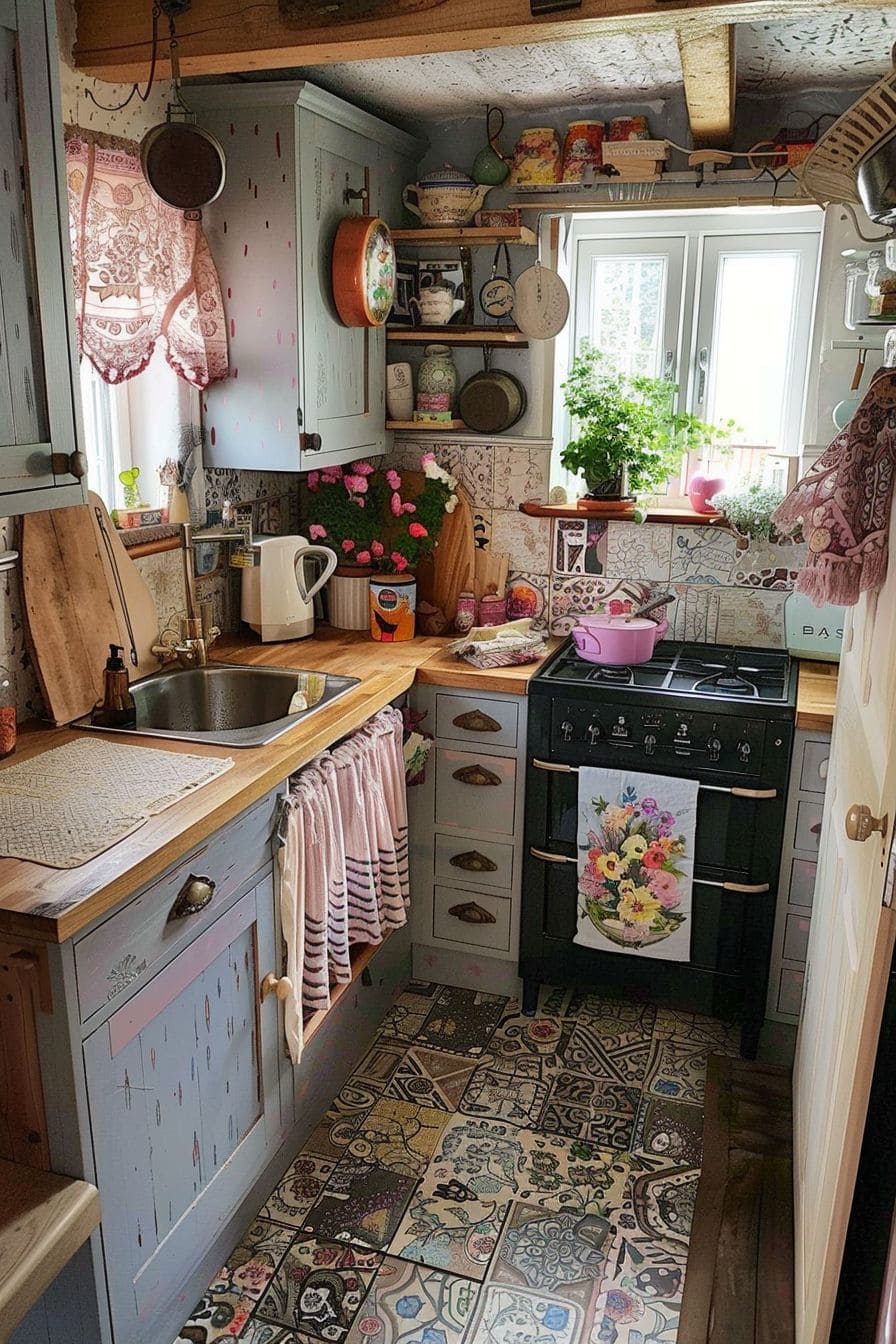Cozy Patchwork Cottage Kitchen