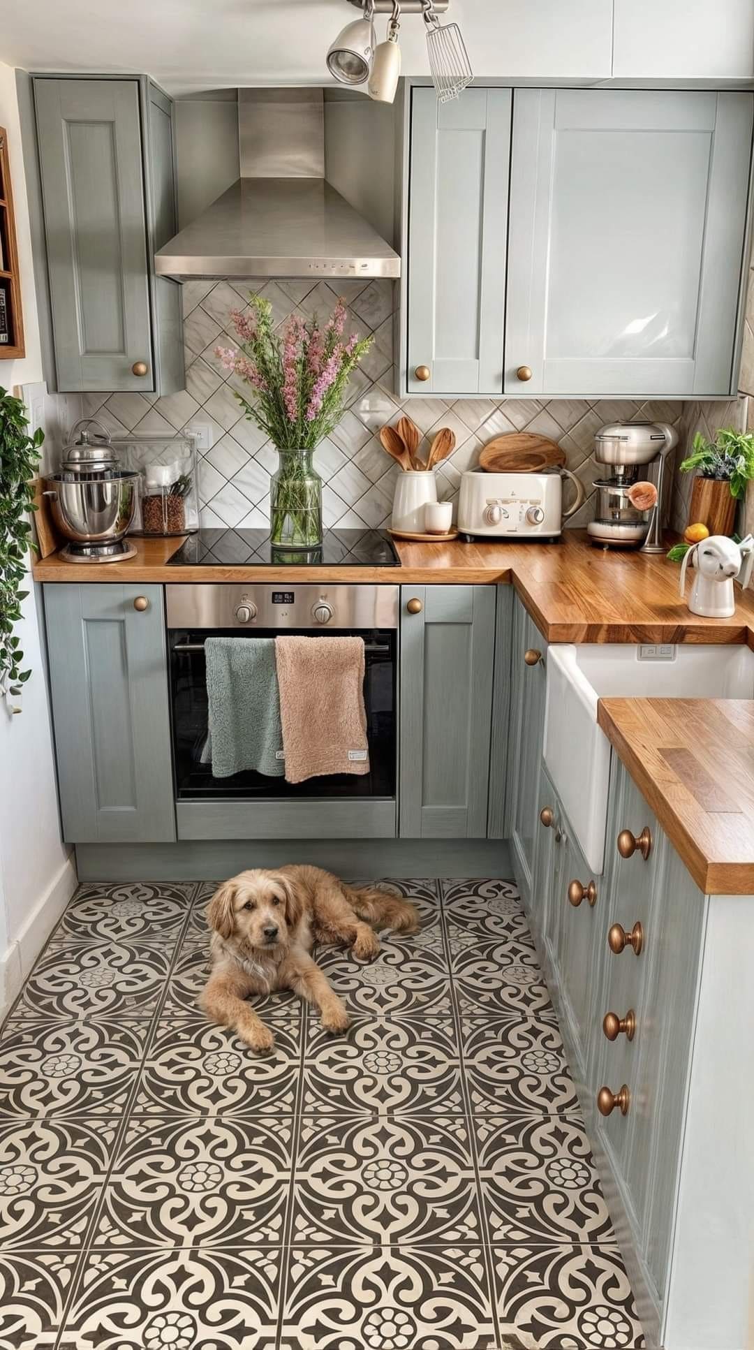 Cozy Patterned Tile Kitchen