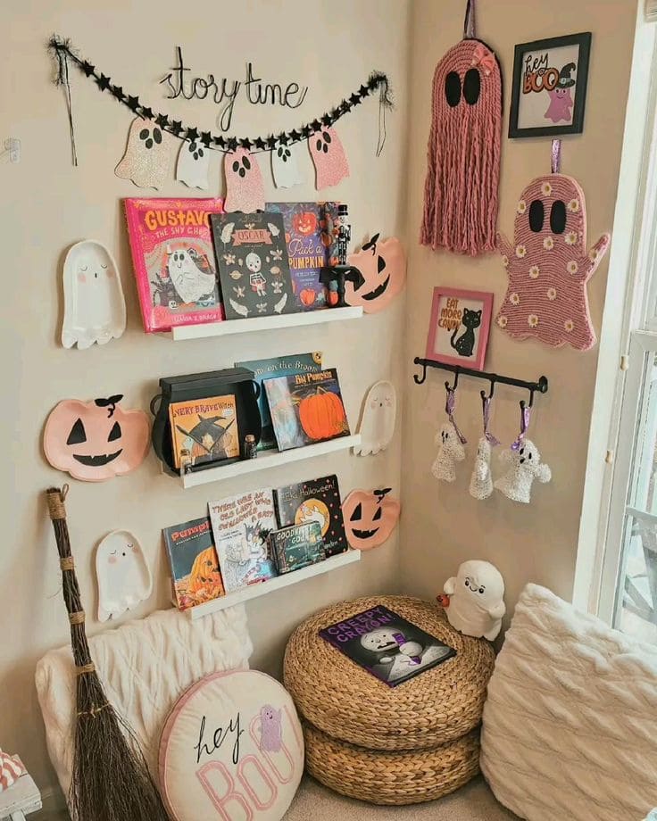 Cozy Pink Ghost Reading Corner