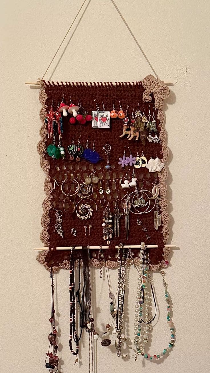 Crochet Wall Jewelry Organizer
