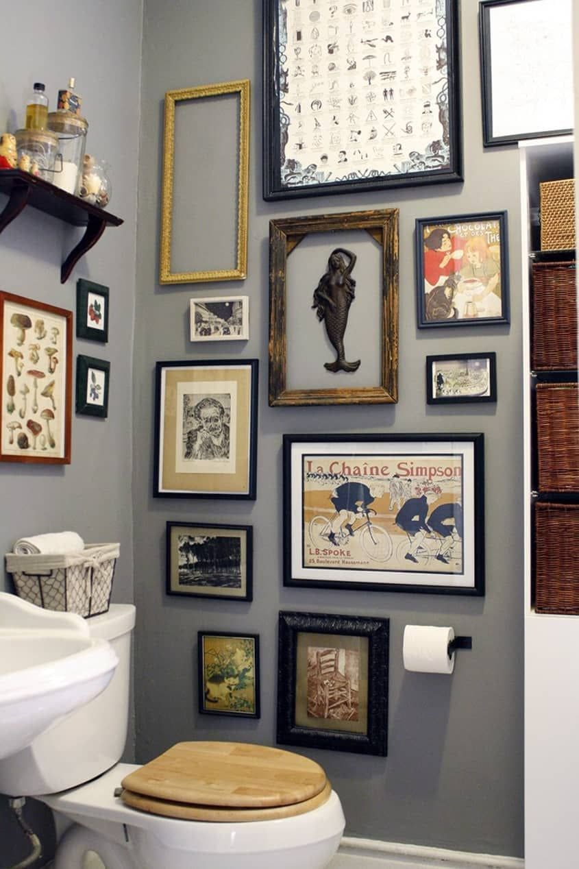 Eclectic Gallery Wall Bathroom