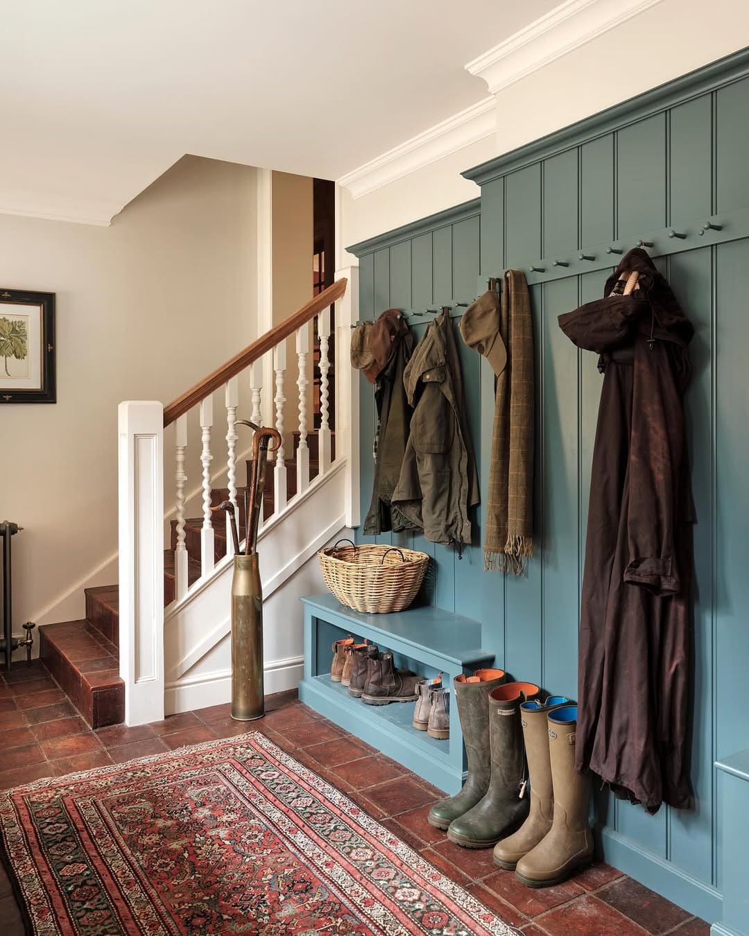 Elegant Blue Mudroom Entryway