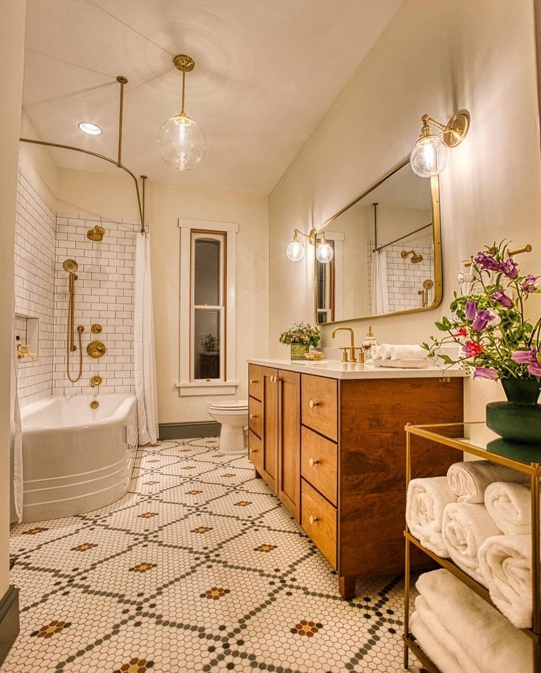 Elegant Hexagon Mosaic Shower Tiles