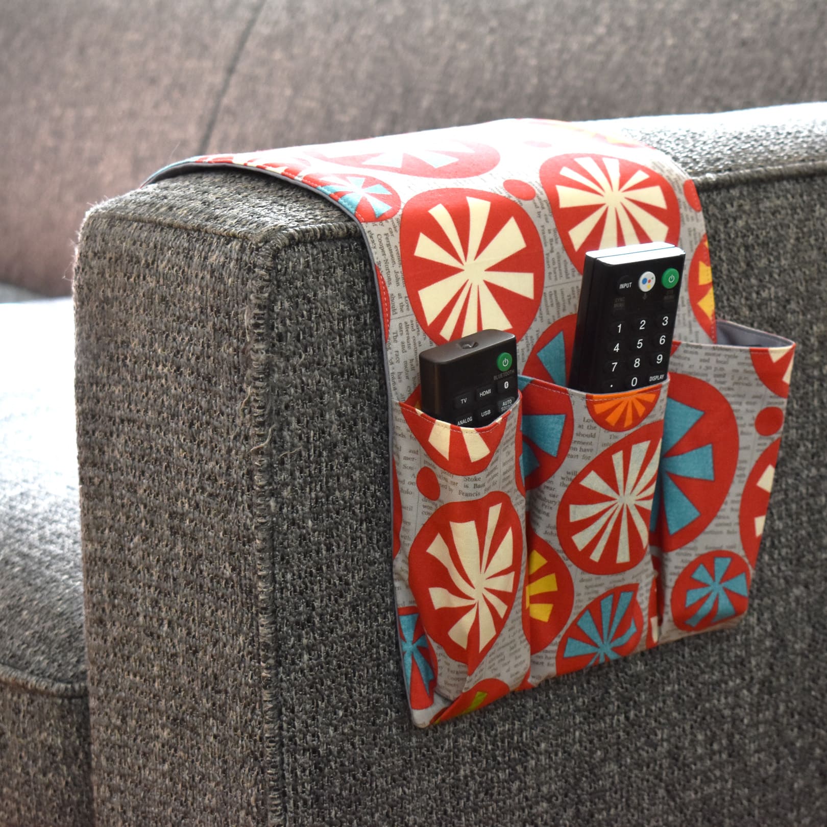 Fabric Sofa Arm Remote Organizer