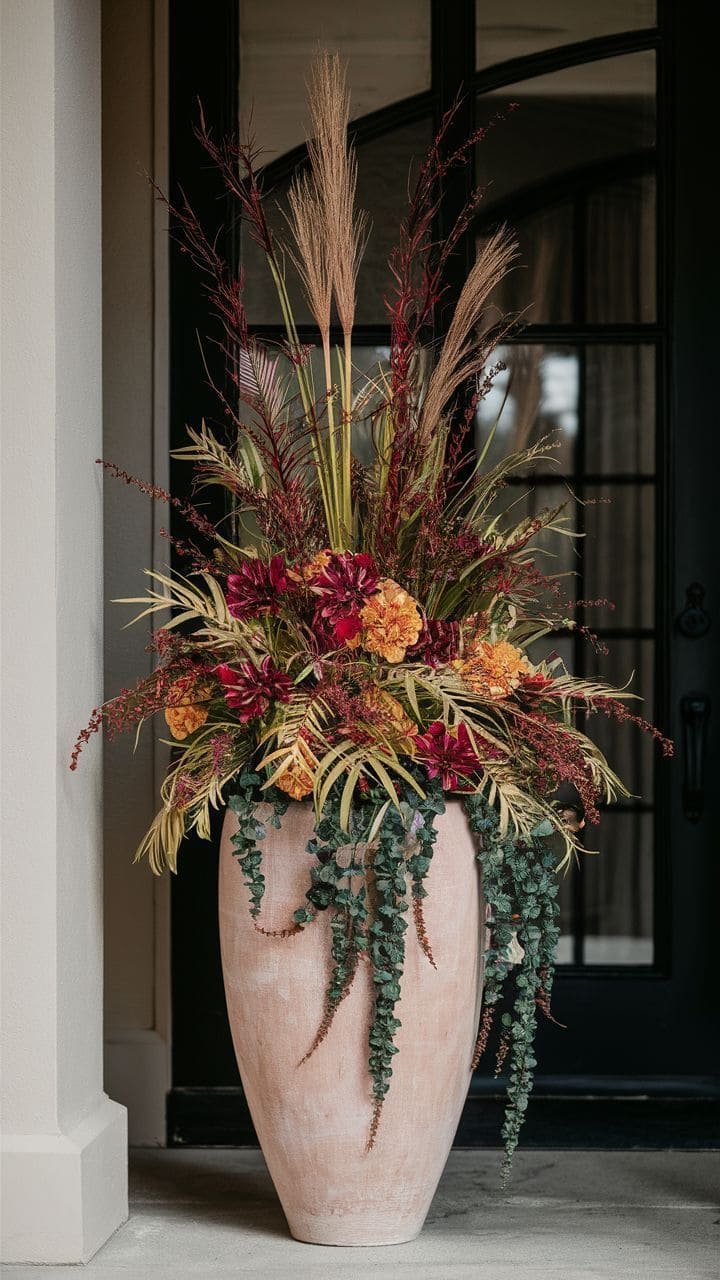 Grand Outdoor Vase with Autumn Florals