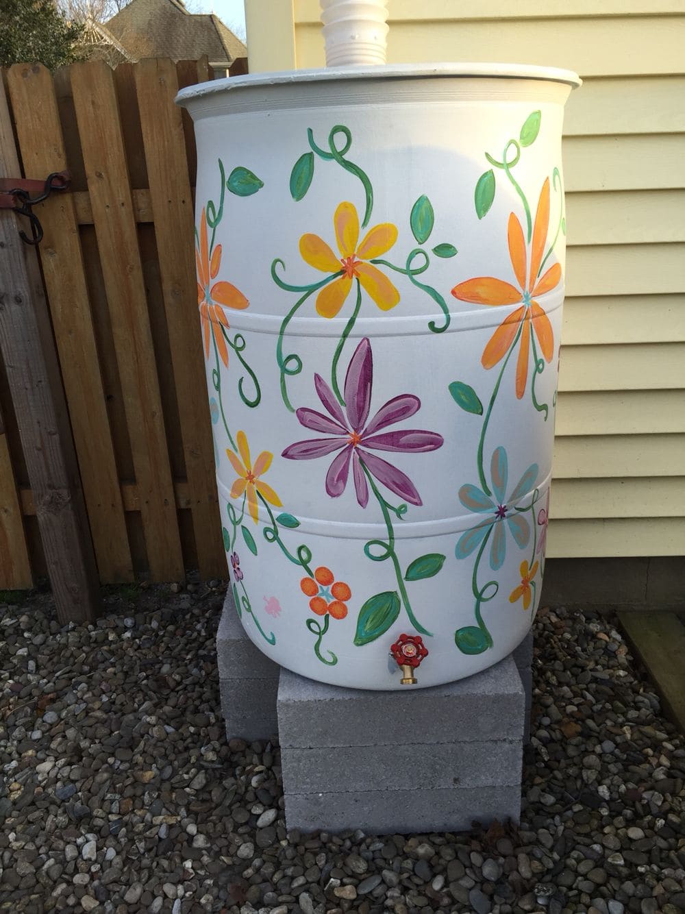 Hand-Painted Cottage Garden Barrel
