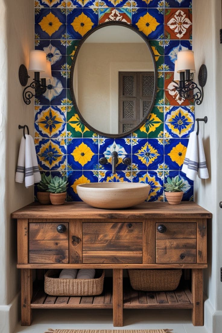 Handcrafted Talavera Tile Vanity Corner