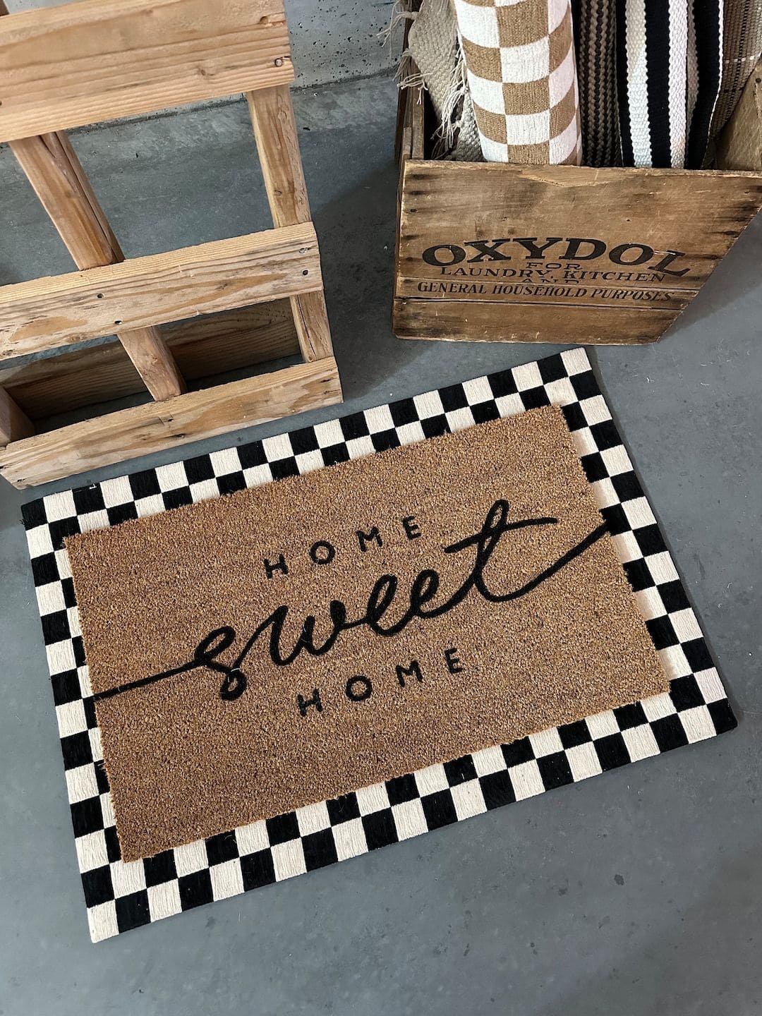 Home Sweet Home Checkered Doormat