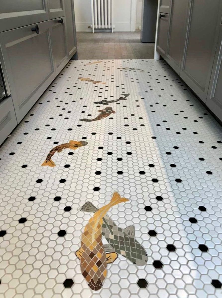 Koi Pond Mosaic Tile Flooring
