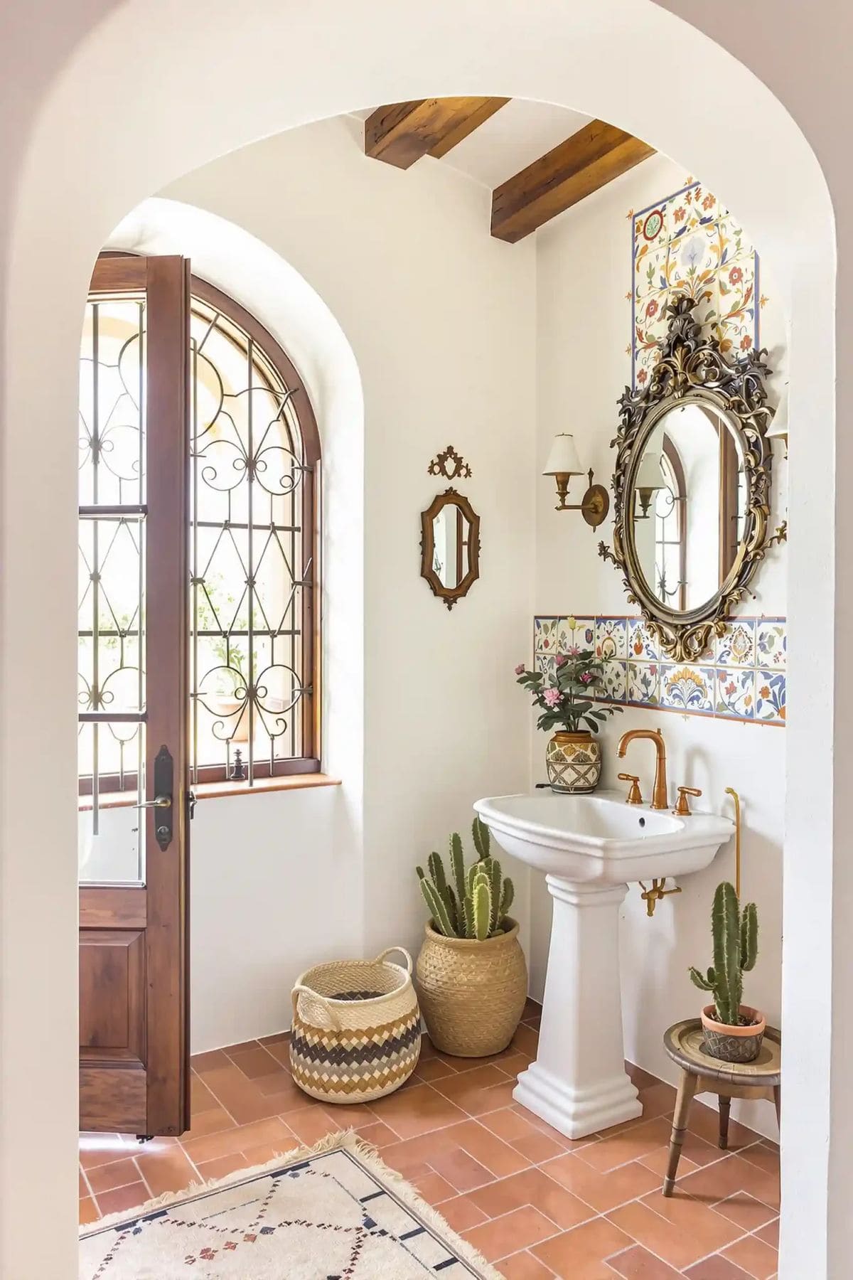 Mediterranean Mexican Bathroom Charm