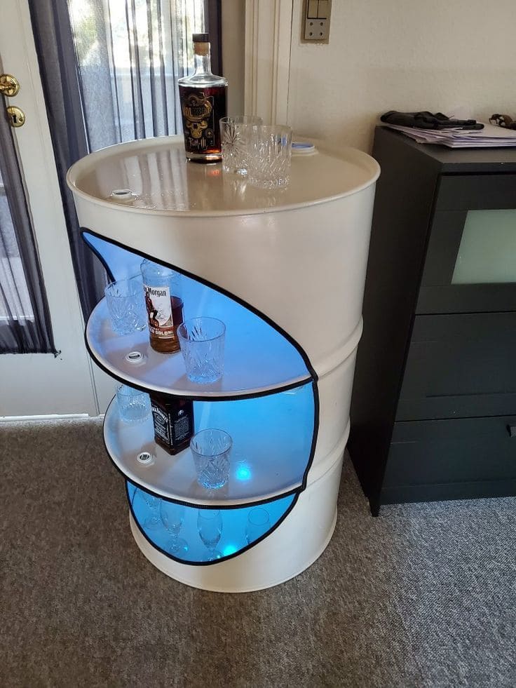 Modern Oil Drum Mini Bar Cabinet