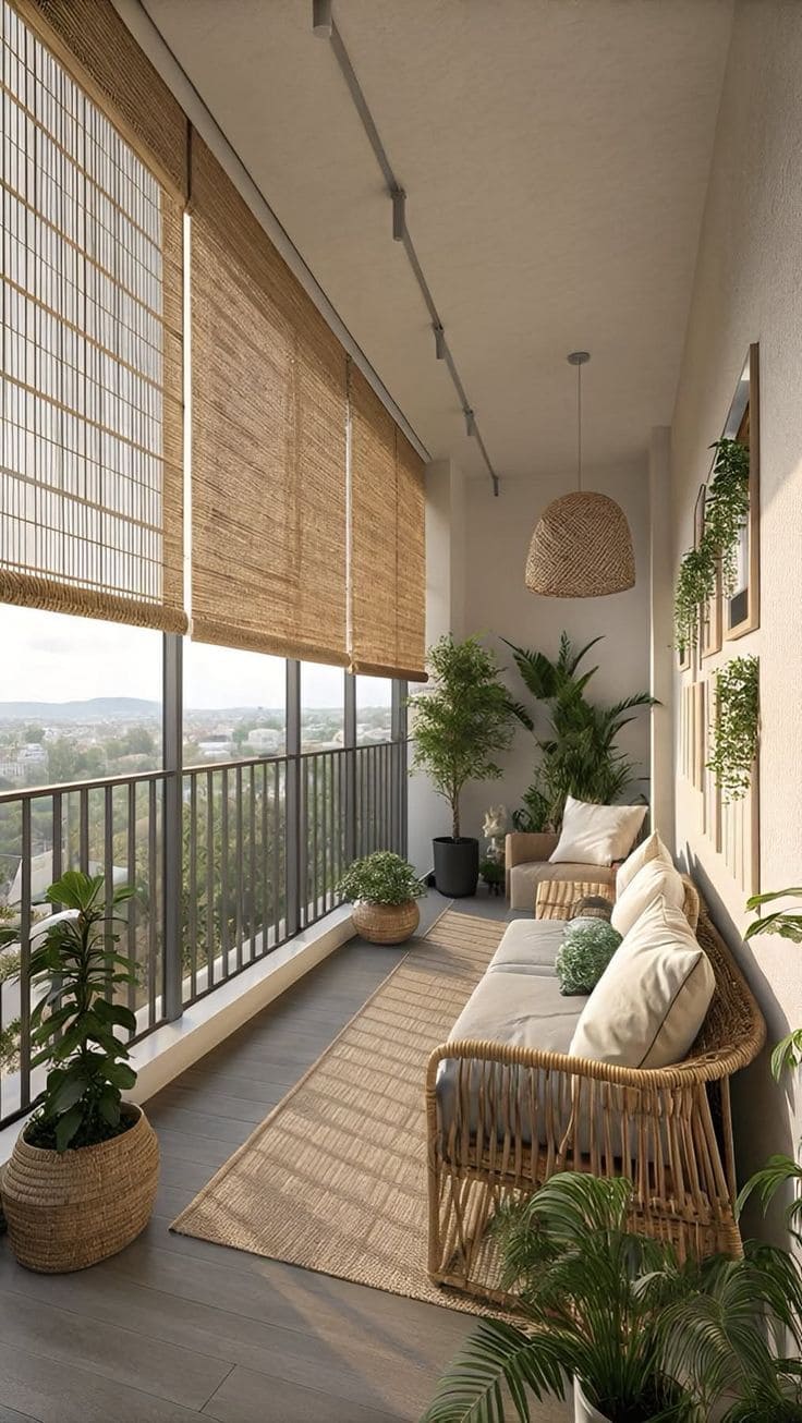 Natural Bamboo Shade Balcony Lounge