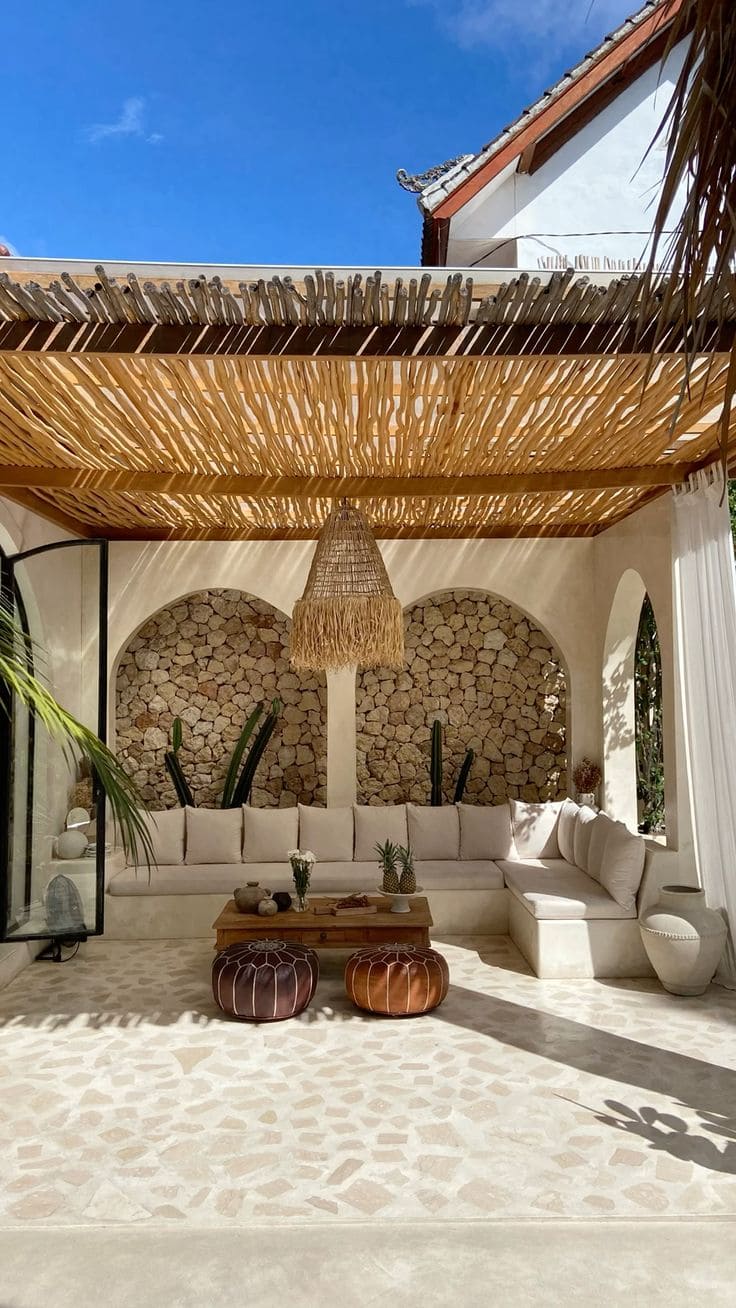 Natural Driftwood Shade Pergola