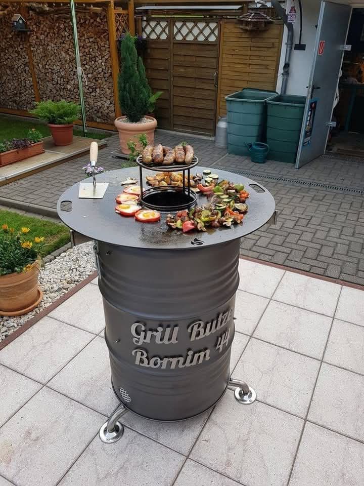 Outdoor Oil Drum BBQ Grill Station