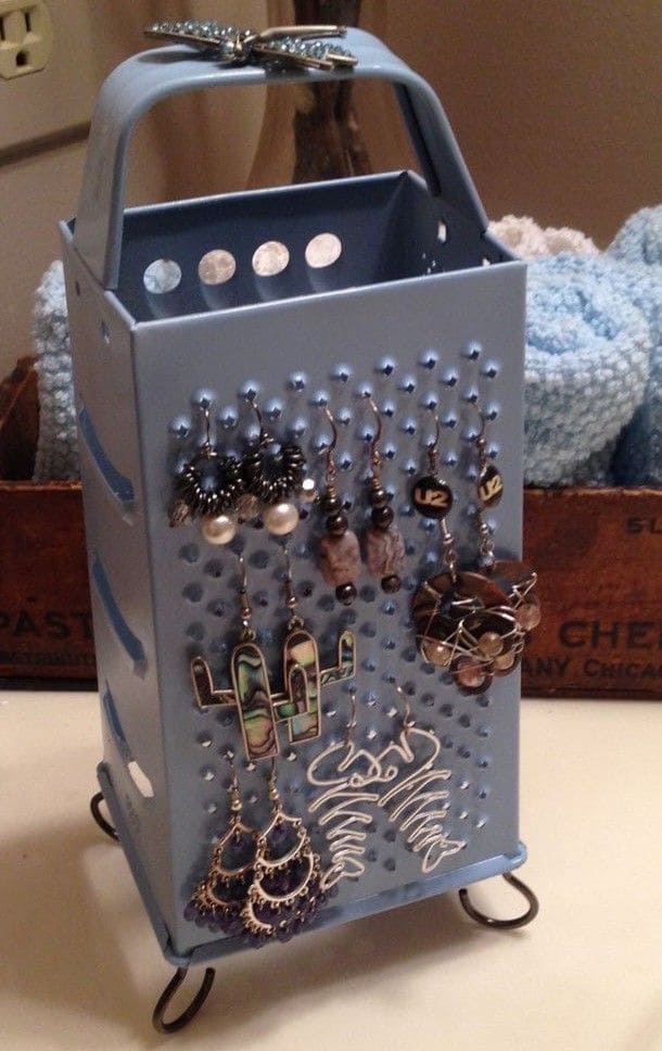 Painted Cheese Grater Earring Stand