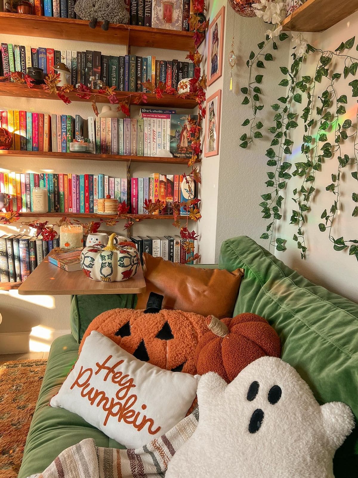 Pumpkin-Themed Cozy Reading Corner
