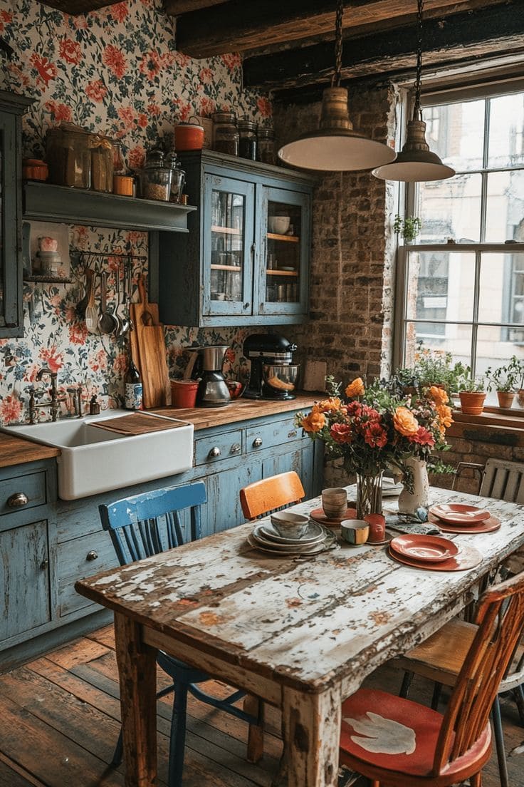 Rustic Blue Charm Kitchen