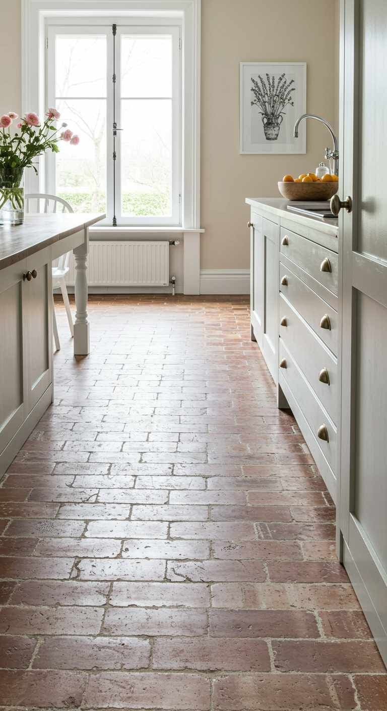 Rustic Brick Floor Kitchen Warmth