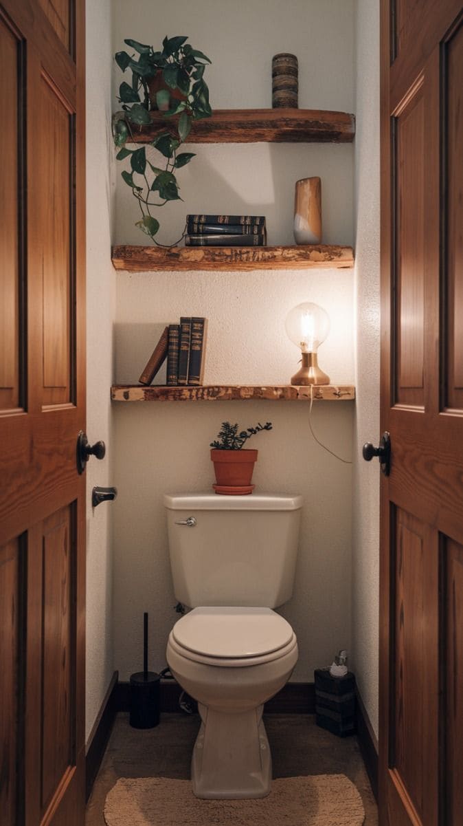 Rustic Charm Reading Nook Bathroom