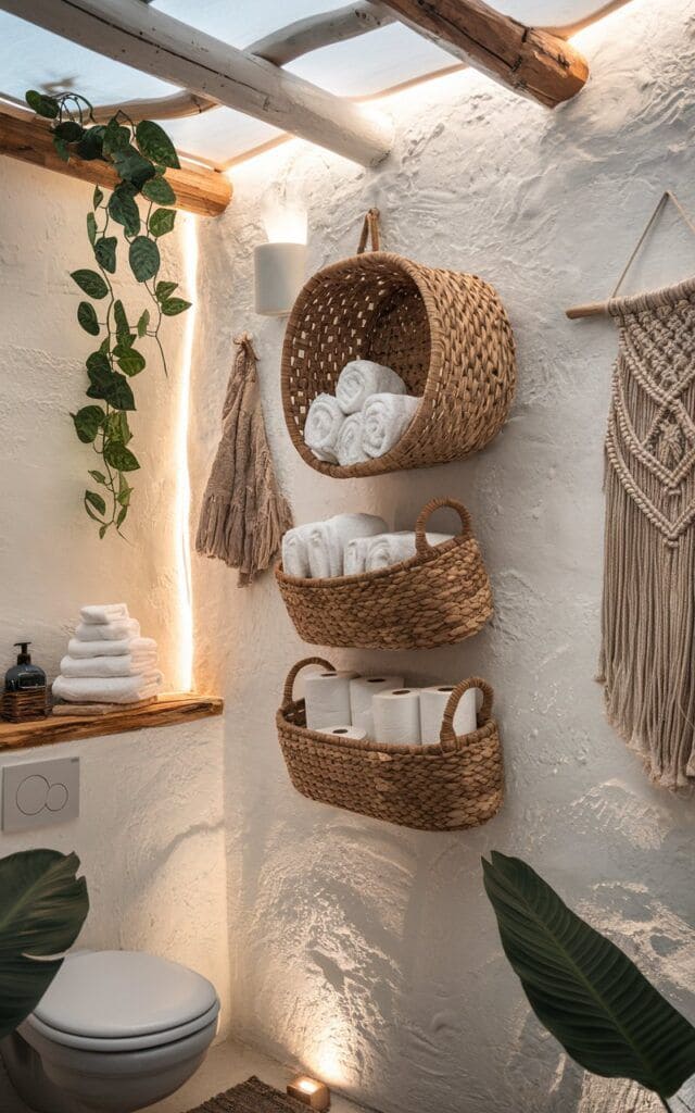 Rustic Charm with Woven Basket Art