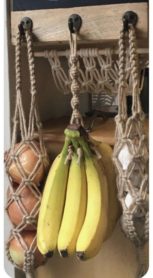 Rustic Macrame Produce Hangers