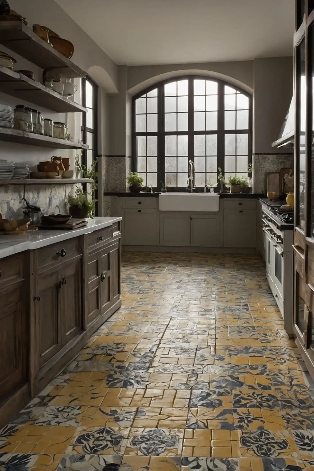 Rustic Mediterranean Tile Kitchen Floor