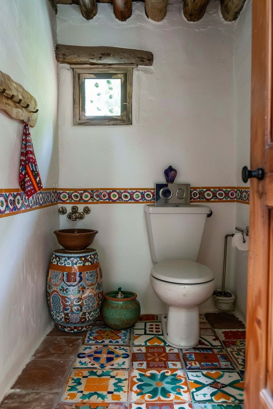 Rustic Mexican Heritage Bathroom Nook