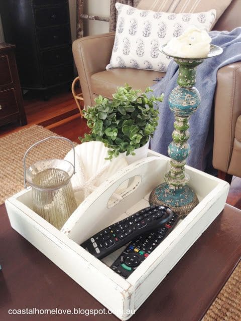 Rustic Tray Remote Organizer