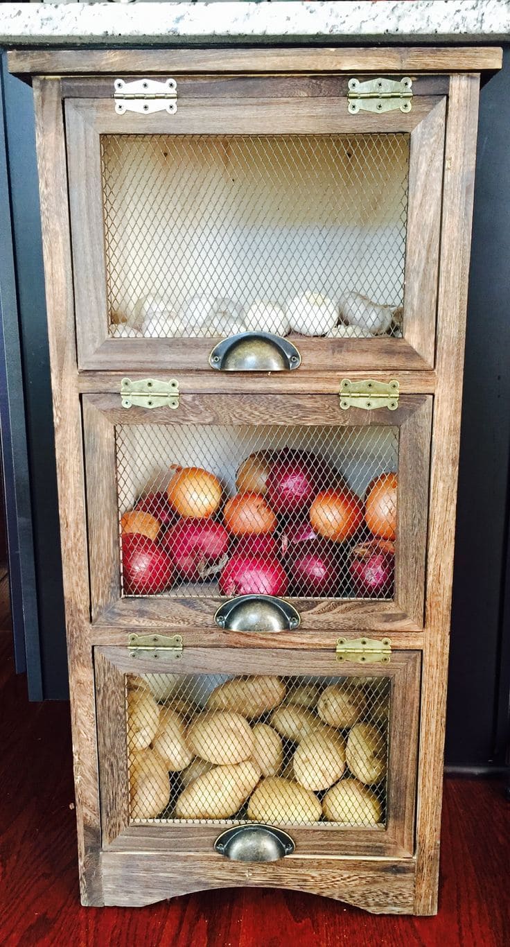 Rustic Wooden Vegetable Bin