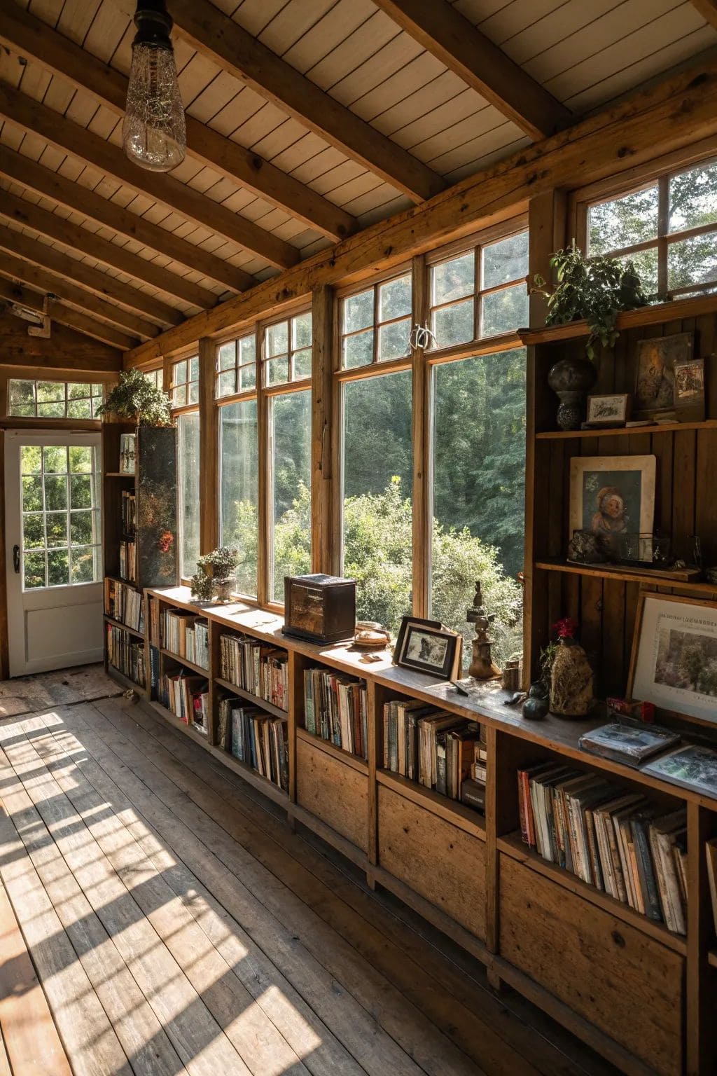 Rustic Woodland Reading Sunroom