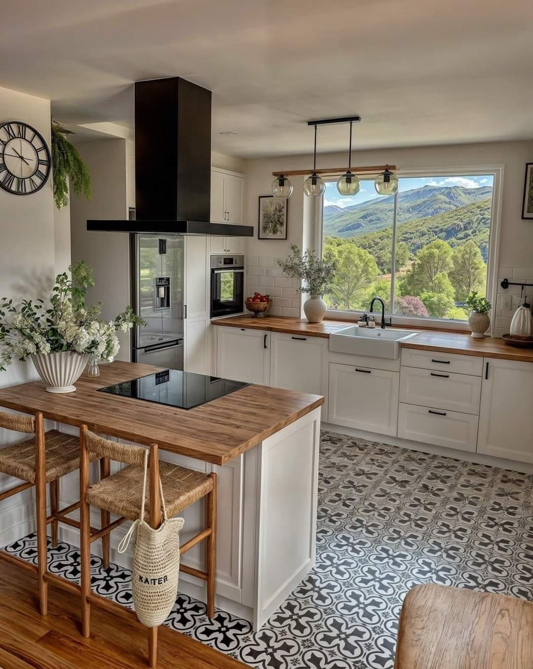Scenic View Patterned Tile Kitchen