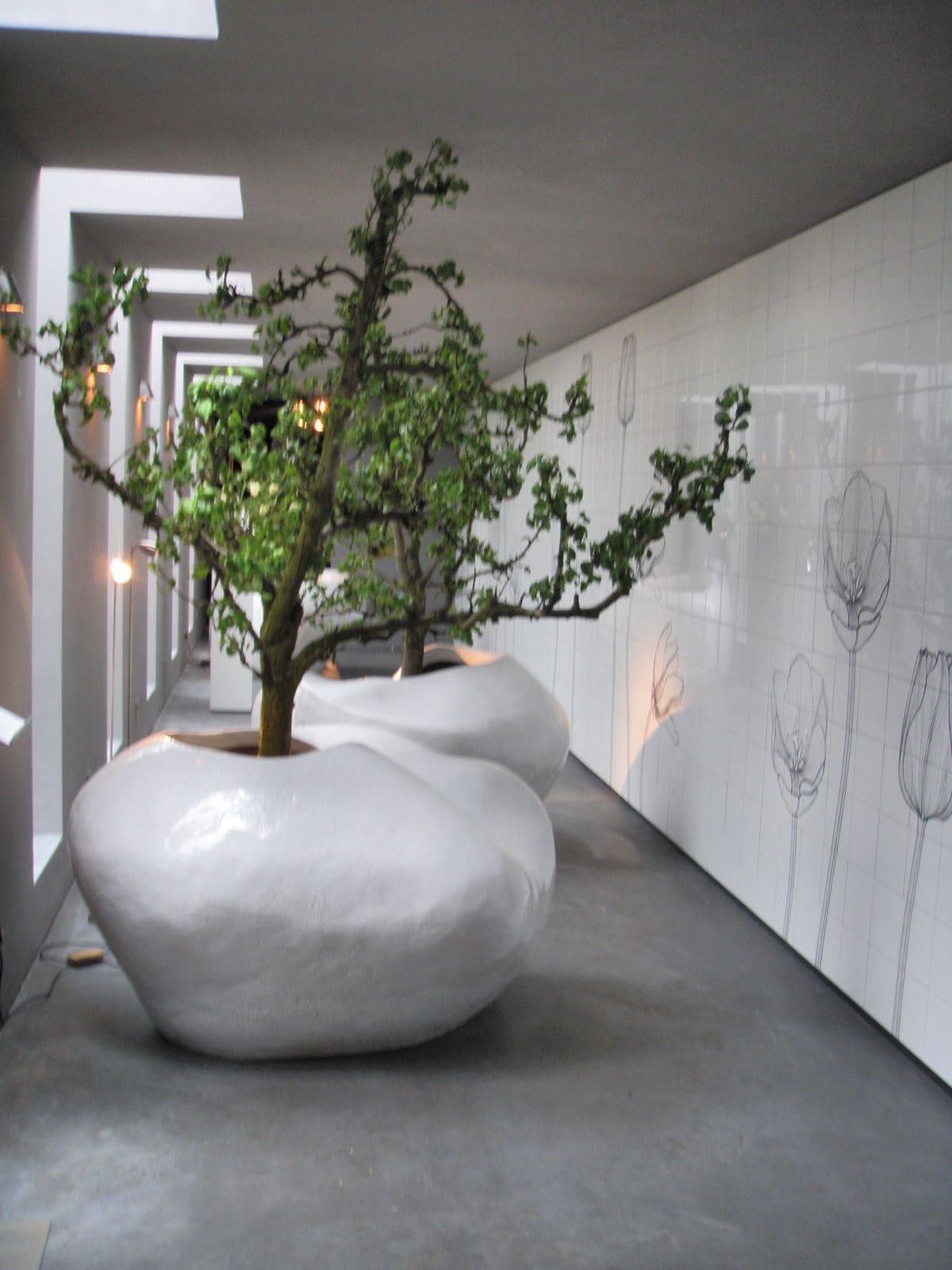 Sculptural Oversized Planters with Indoor Trees