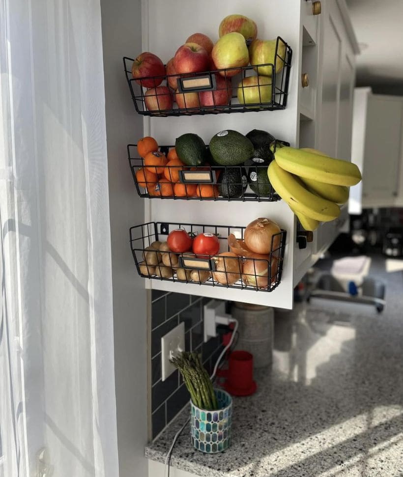 Space-Saving Corner Produce Rack