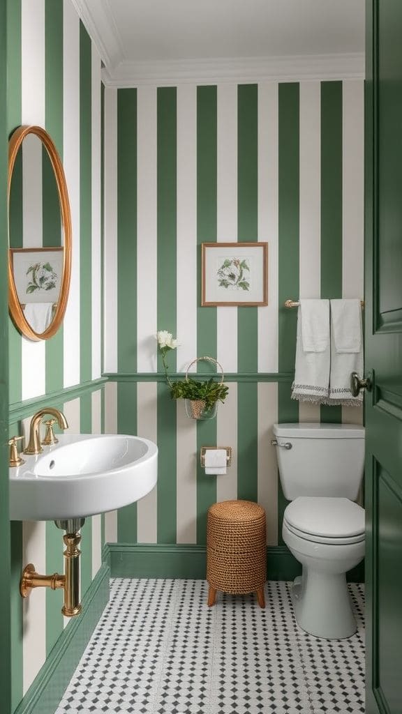 Striped Elegance with Botanical Art